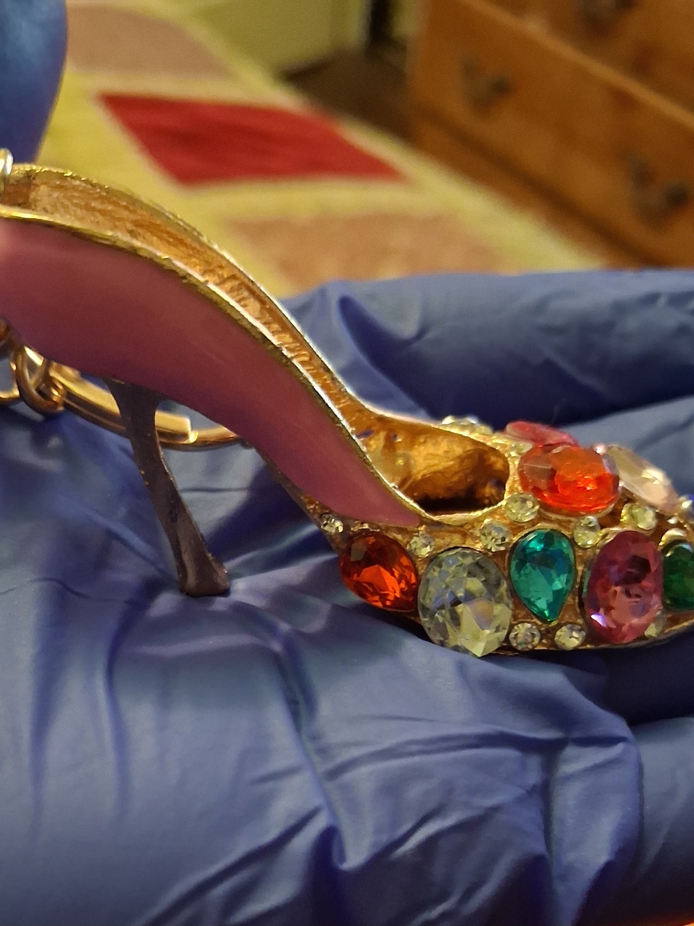 Embellished Pink High Heel Keychain Accent